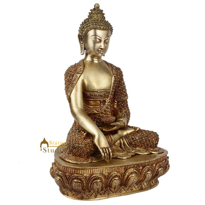 Exclusive Masterpiece Buddha Idol Decorated With Gems Fine Gift Décor Statue 17"
