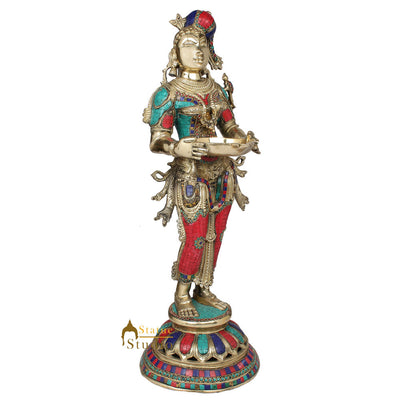 Large Celestial Diwali Fengshui Vastu Décor Deeplaxmi Inlay Statue 2.5 Feet