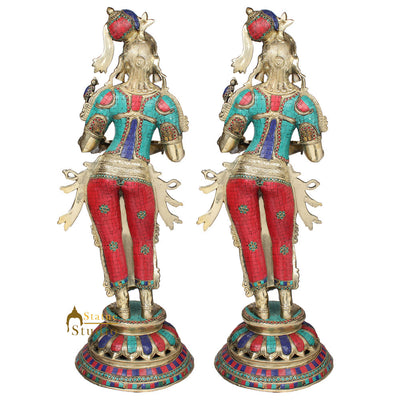Large Celestial Diwali Fengshui Vastu Décor Deeplaxmi Pair Inlay Statue 2.5 Feet