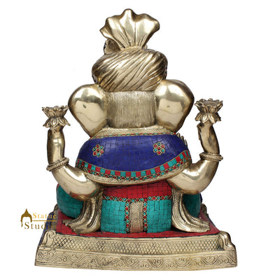 Large Size Ganesha Fine Inlay Ganpati Moorti Décor Gift Idol Statue Lucky 20"