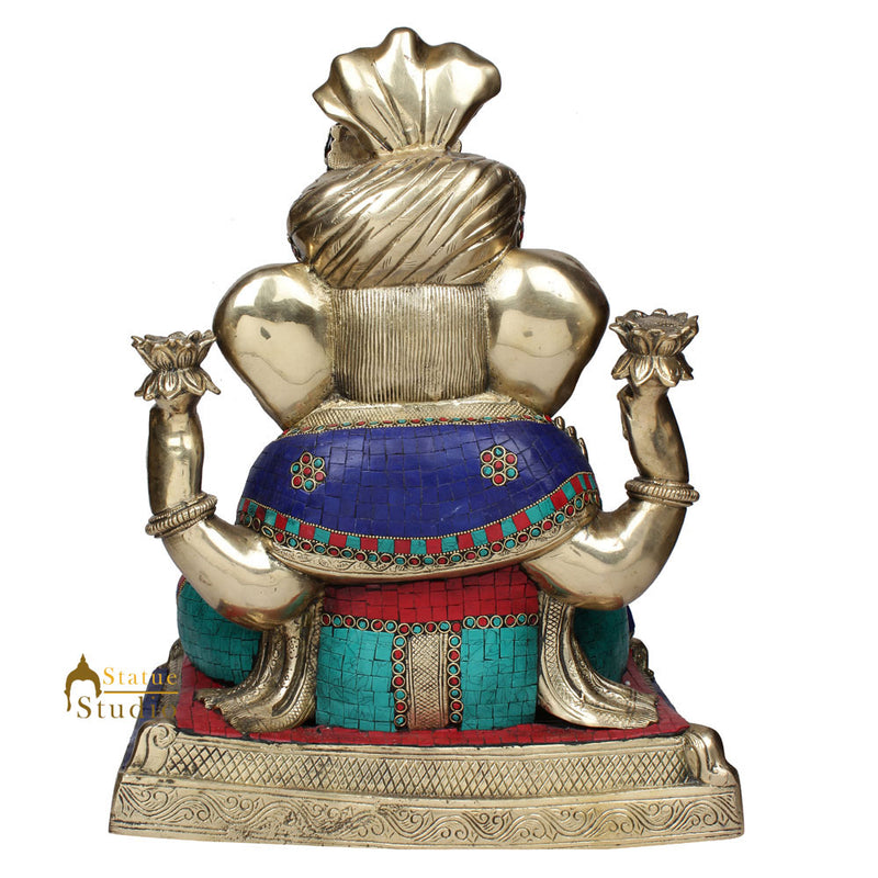 Large Size Ganesha Fine Inlay Ganpati Moorti Décor Gift Idol Statue Lucky 20"