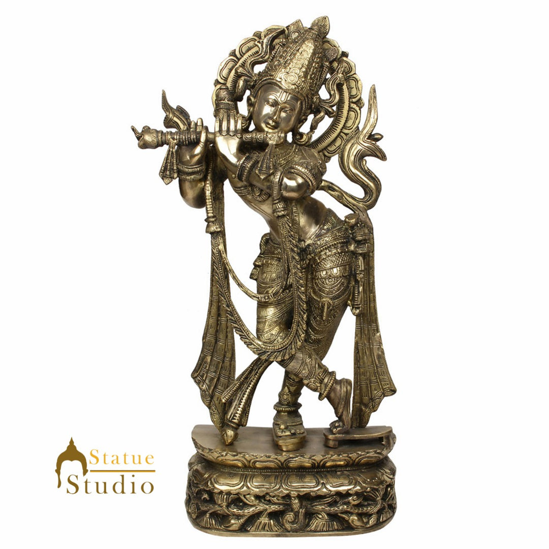 Indian Hindu God Lord Krishna Fluting Fine Décor Idol Gift Murti Statue 2 Feet - 435800