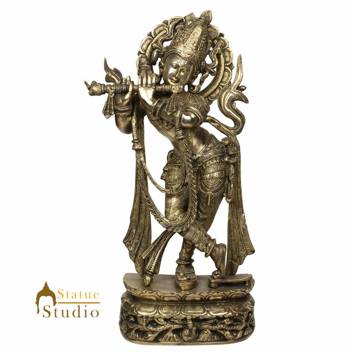 Indian Hindu God Lord Krishna Fluting Fine Décor Idol Gift Murti Statue 2 Feet - 435800