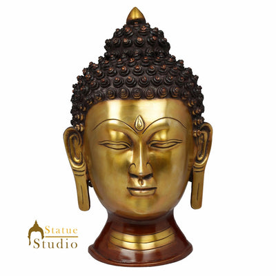 Indian Vintage Lord Buddha Head Idol Home Décor Statue Showpiece Figurine 14"