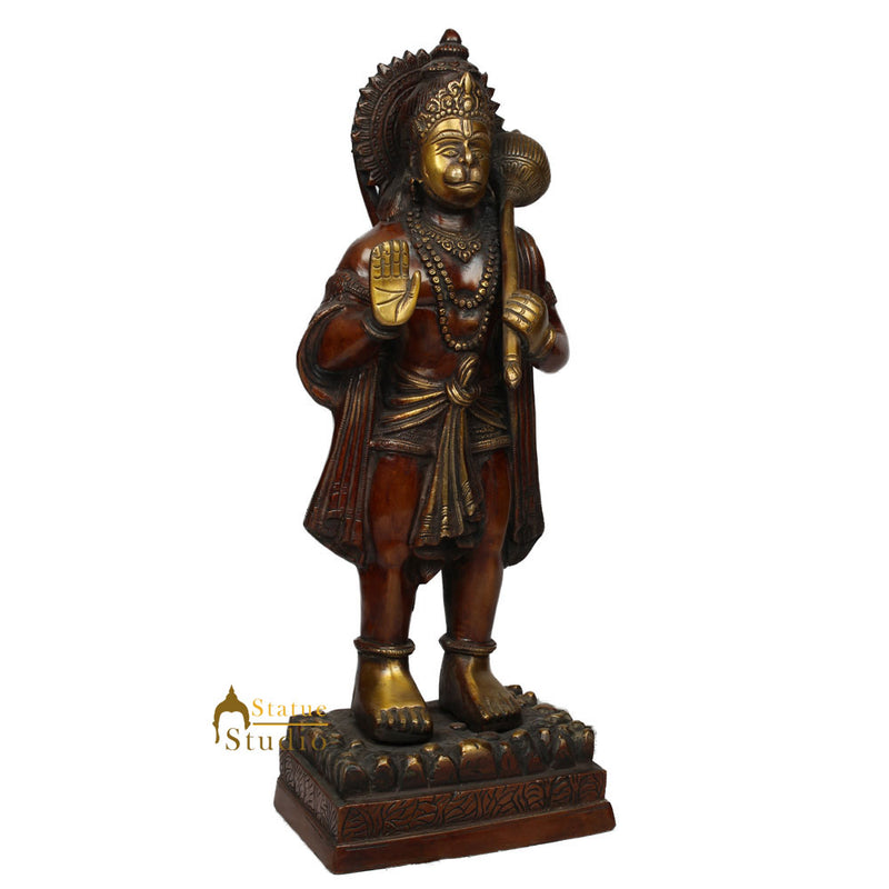 Fine Indian Craft Lord Hanuman Standing Murti Idol Décor Lucky Gift Statue 18"