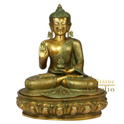 Fine Brass Tibet Chinese Buddha Home Décor Statue Idol Murti Gift Figurine 22"