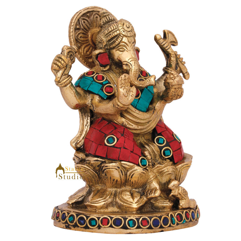 Indian Hindu Elephant God Ganesh Idol Ganpati Murti Lucky Gift Décor Statue 5"