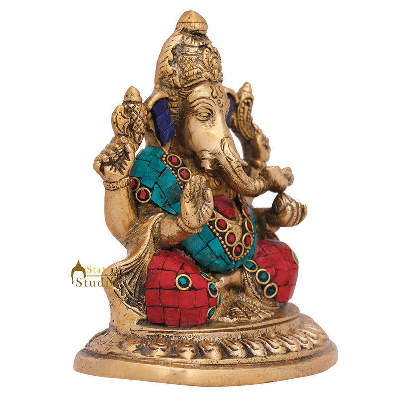Indian Hindu Elephant God Ganesh Idol Ganpati Murti Lucky Gift Décor Statue 6"