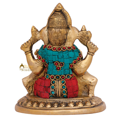 Indian Hindu Elephant God Ganesh Idol Ganpati Murti Lucky Gift Décor Statue 6"