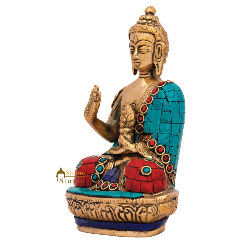Mini Brass Blessing Bodhisattva Buddha Decor Idol Corporate Gift Small Statue 4"