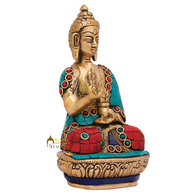 Mini Brass Blessing Bodhisattva Buddha Decor Idol Corporate Gift Small Statue 4"
