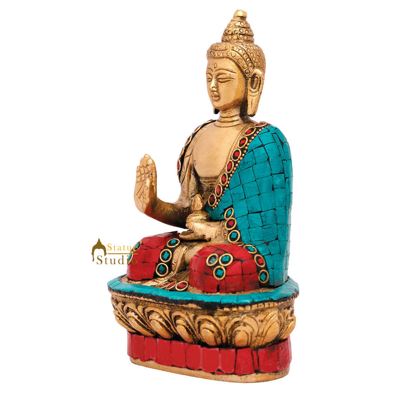 Small Blessing Buddha Idol Corporate Wedding Décor Gift Mini Inlay Statue 7"