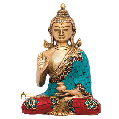 Brass Nepal Chinese Bodhisattva Mini Small Buddha Statue Décor Gift Idol 6"