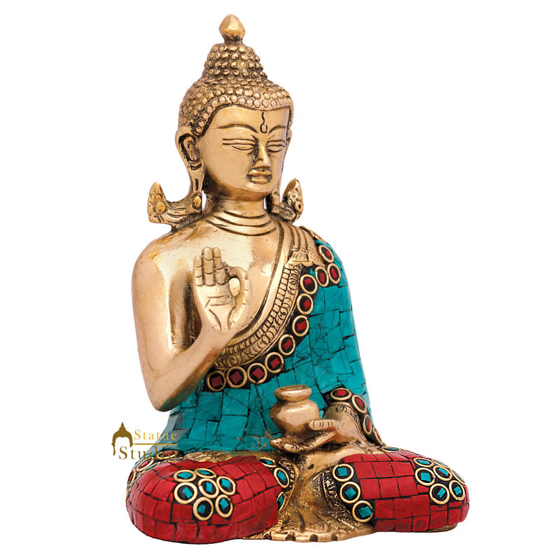 Brass Nepal Chinese Bodhisattva Mini Small Buddha Statue Décor Gift Idol 6"