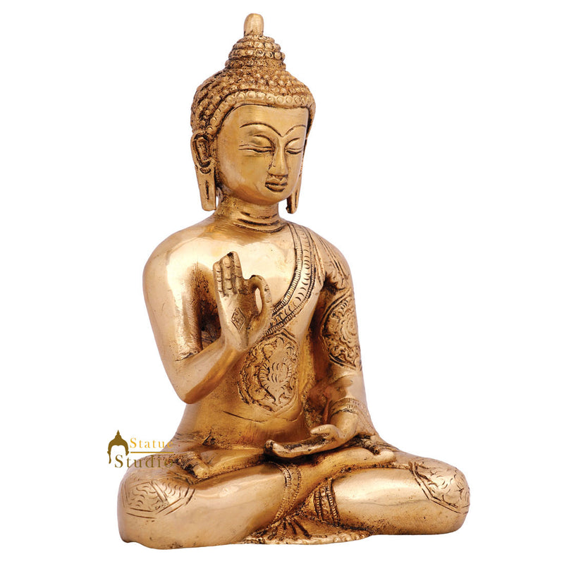Indian Brass Blessing Nepal Buddhism Buddha Idol Décor Statue Small Gift Item 7"