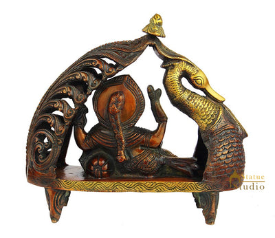 Rare brass hindu god elephant lord ganesha idol statue religious décor figure 9"