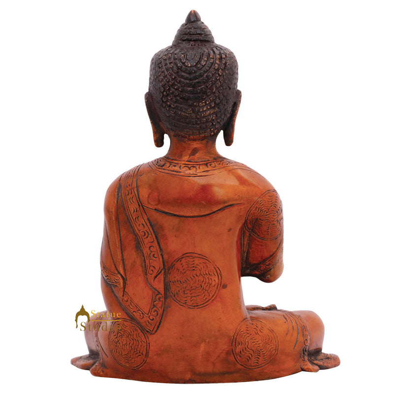 Small Metal Handmade Blessing Buddha Idol Lucky Décor Gift Statue Figurine 8"