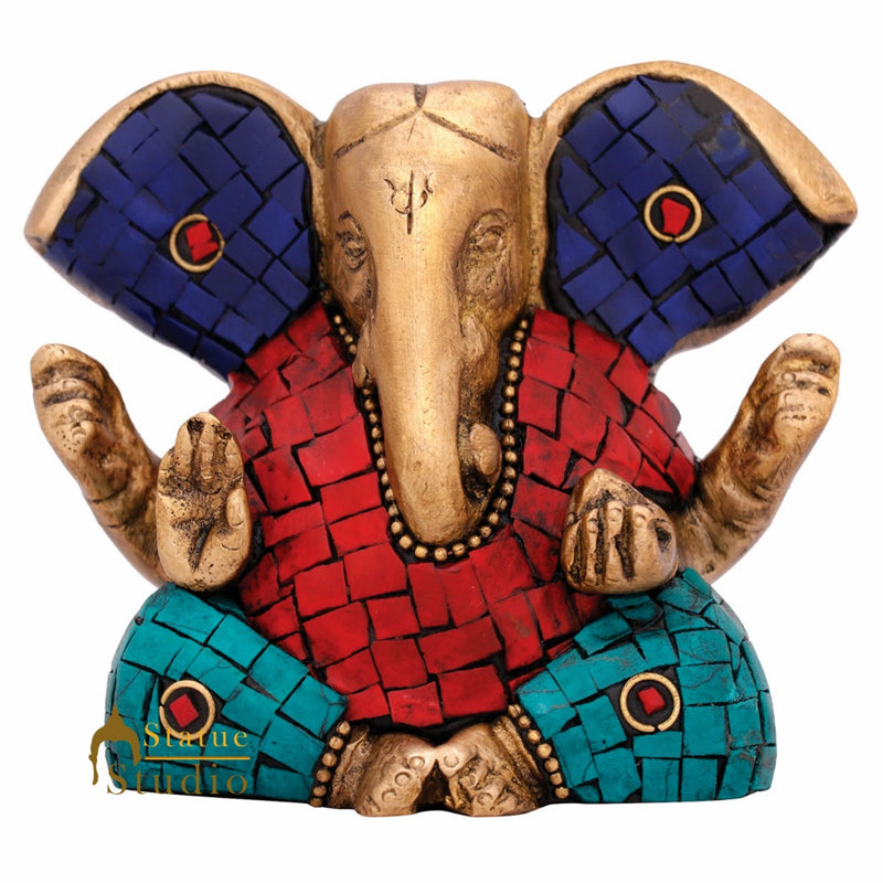 Hindu Deity God Ganpati Idol with Big Ears Small Ganesha Décor Gift Statue 3"