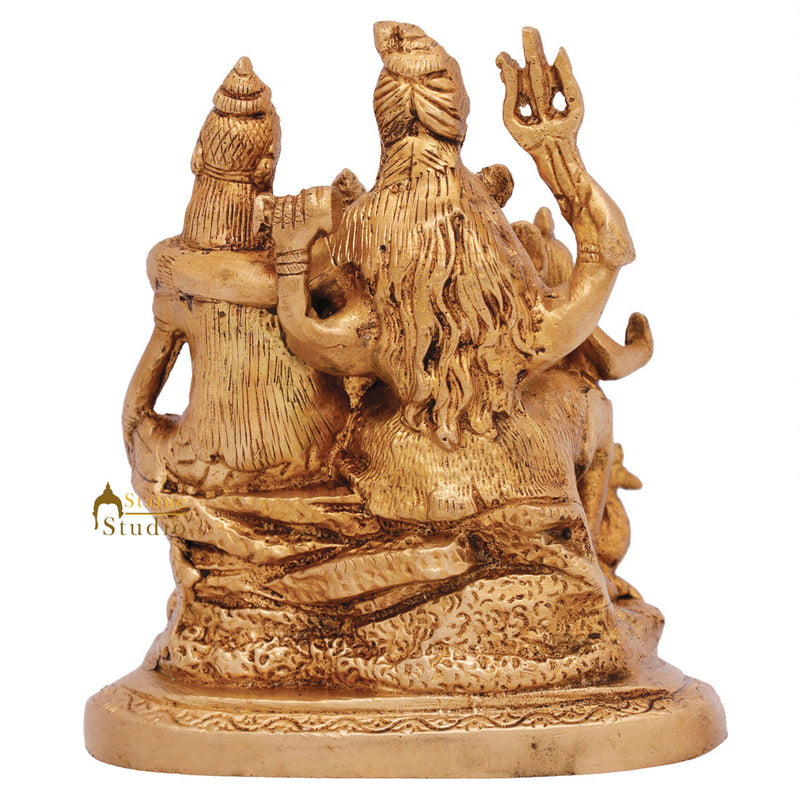 Brass Handicraft Hindu Religious Lord Shiva Parivar Statue Idol Décor Gift 5"