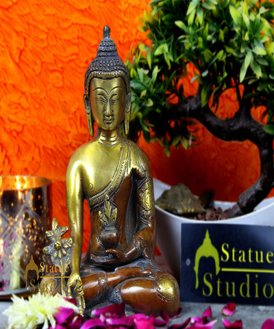 Small Medicine Buddha Murti Idol Showpiece Mini Home Office Décor Statue 7"