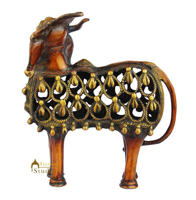 Indian brass tribal craft cow décor showpiece fine art sculpture gift set 9"