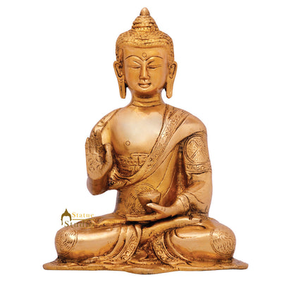Indian Metal Handicraft Buddhist Deity Buddha Blessing Décor Gift Statue Idol 8"