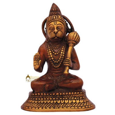 Indian Pawan Putra Hindu Lord Powerful Hanuman Sitting Idol Statue 6"