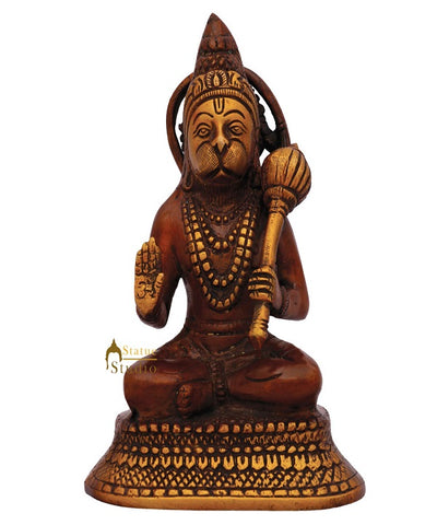 Indian Pawan Putra Hindu Lord Powerful Hanuman Sitting Idol Statue 6"