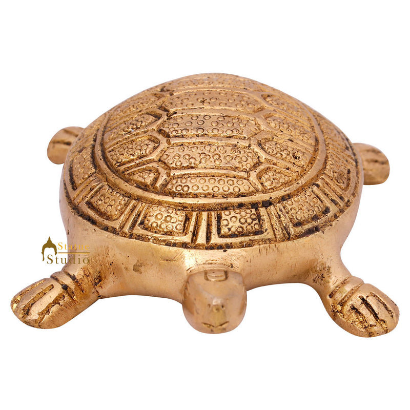 Brass Indian Vastu Home Office Décor Feng Shui Lukcy Success Turtle Showpiece 2"