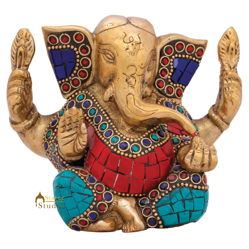 Small Lord Ganesha Corporate Wedding Diwali Décor Gift Mini Statue Inlay Idol 3"