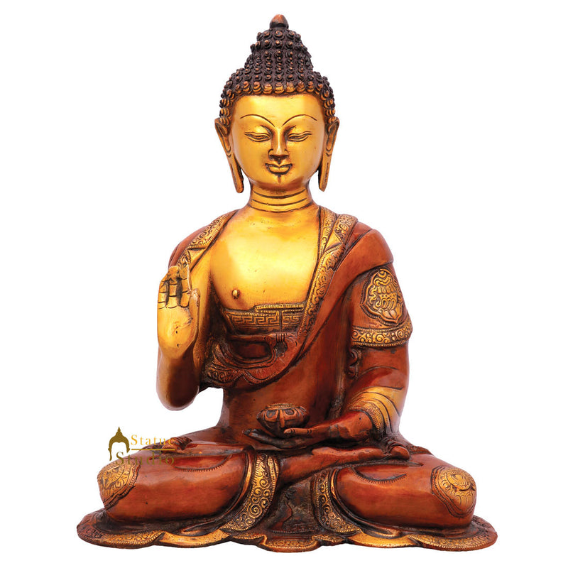 Antique Rare Blessing Home Décorative Sitting Buddha Statue Large Gift Idol 13"