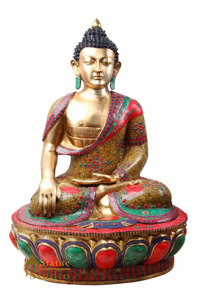 Large Size Home Garden Décor Big Buddha Inlay Statue 4 Feet Idol Masterpiece