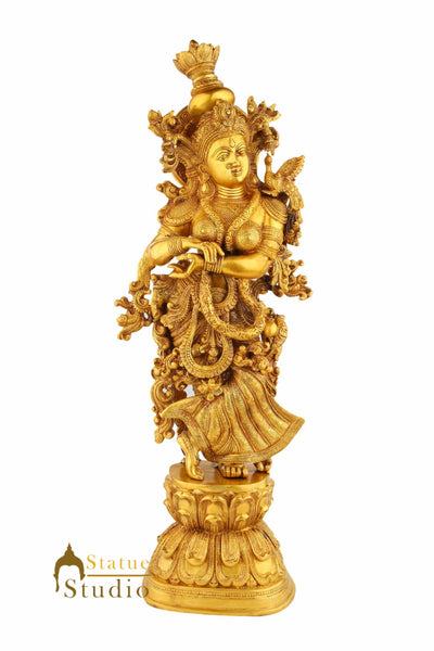Brass Handicraft Standing Goddess Radha Statue Décor Showpiece Idol 29"