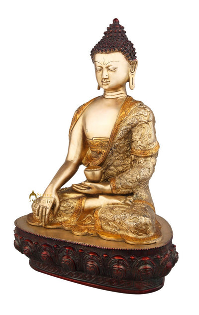 Metal Hand Crafted Life Story Carved Statue Buddha Fine Décor Gift Showpiece 12"