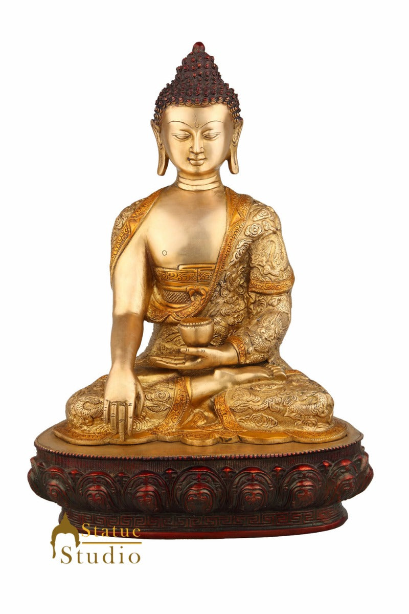 Metal Hand Crafted Life Story Carved Statue Buddha Fine Décor Gift Showpiece 12"