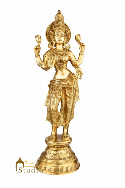 Indian Hindu Goddess OF Wealth Laxmi Lakshmi Standing Décor Statue Idol 22"