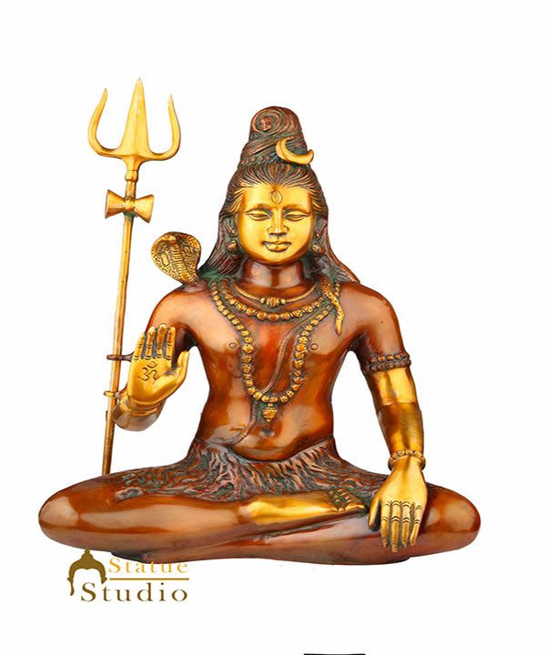 Indian Antique Hindu God Blessing Lord Shiva Shankar Statue Décor Idol 20"