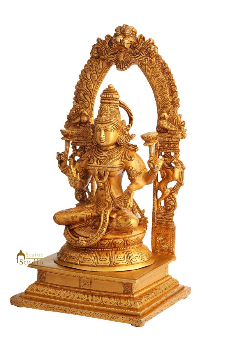 Vintage Brass Hindu Wealth Goddess Lakshmi Laxmi Religious Décor Idol Statue 15"