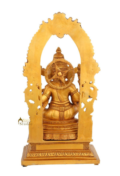 Vintage Brass Hindu God Ganesh Ganpat Vinayak Religious Décor Idol Statue 15"