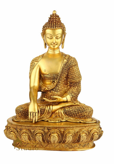 Exclusive Brass Buddhist Deity Buddha Masterpiece Statue Décor Gift Idol 17"
