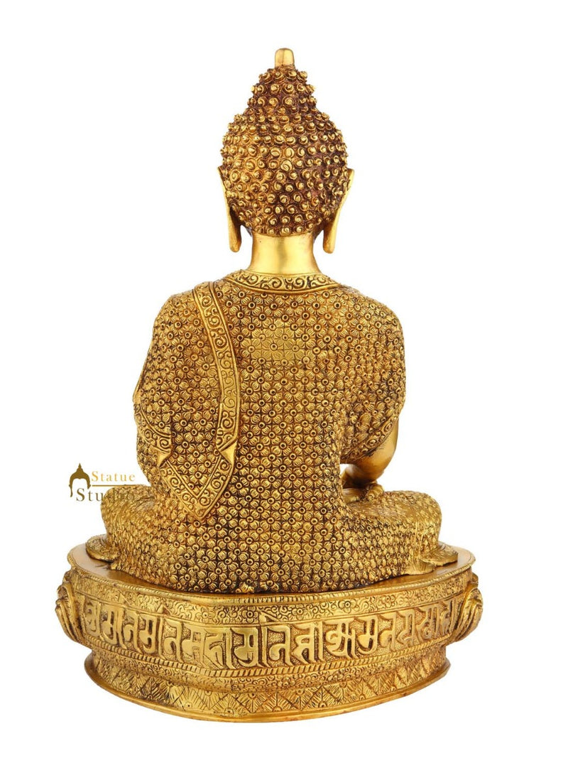 Exclusive Brass Buddhist Deity Buddha Masterpiece Statue Décor Gift Idol 17"