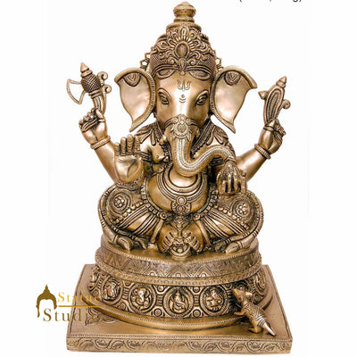 Vintage Brass Bronze Metal Ganesha Vinayak Ganpat Décor Gift Statue Idol 13"