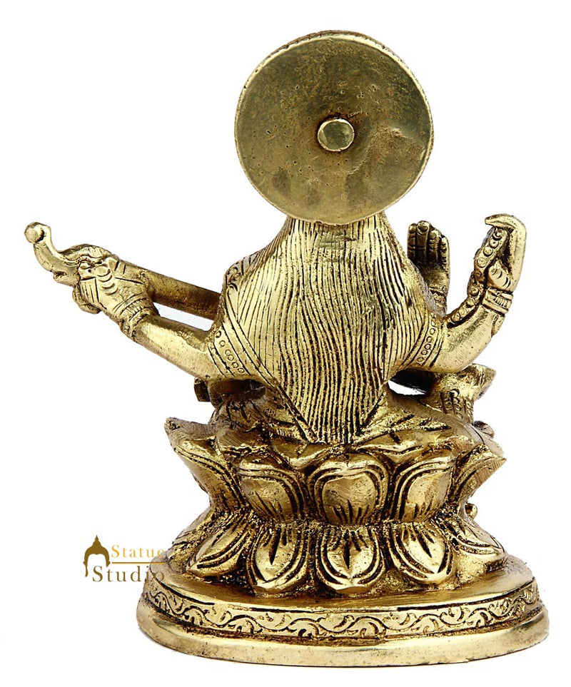 Brass bronze metal india goddess maa saraswati with sitar statue 5"