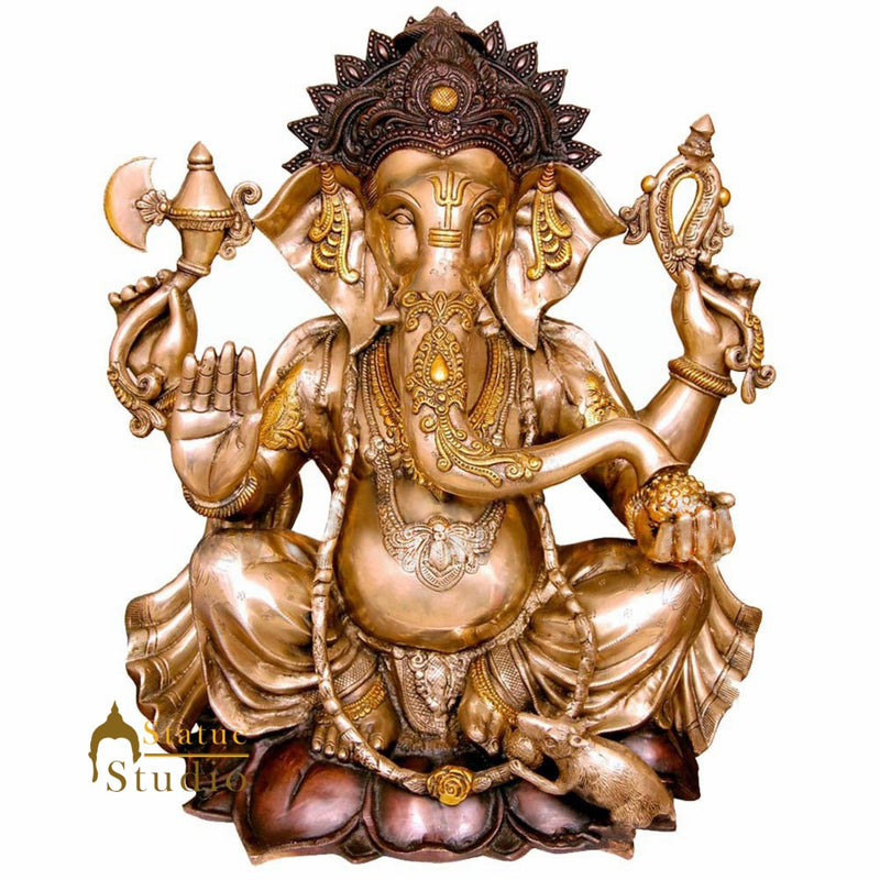 Large Size Ganesh Ganpat Home Décor Religious Inlay Idol Hindu God Statue 28"
