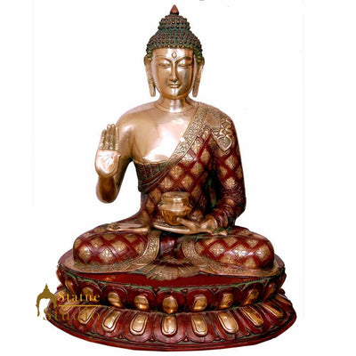 Antique Large Shakyamuni Blessing Buddha Masterpiece Statue Décor Gift Idol 2 Ft