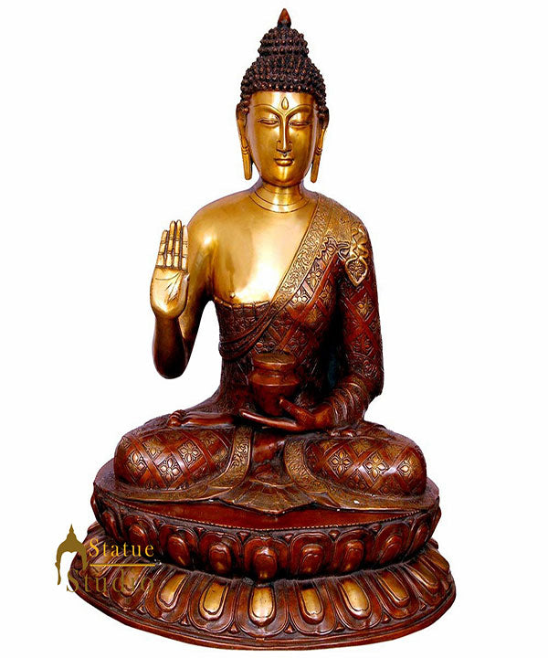 Antique Large Sakyamuni Blessing Buddha Masterpiece Statue Décor Gift Idol 2 Ft
