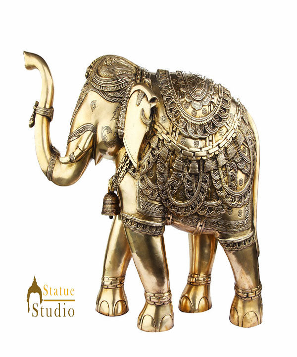 Brass Large Home Garden Indoor Outdoor Décor Elephant Statue Showpiece 22"