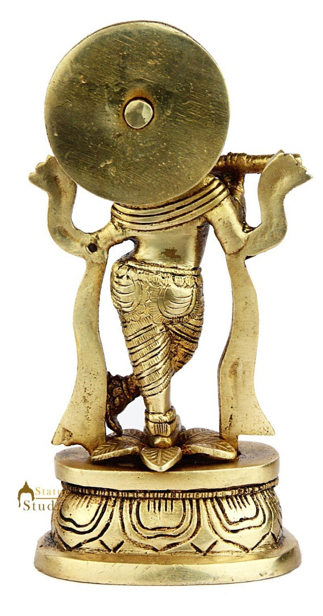 Antique Brass Krishna Idol with Flute