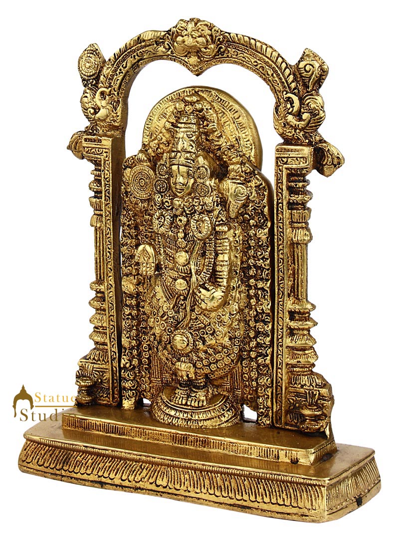 Brass Religious Hindu God Tirupati Balaji statue idol figurine 9"