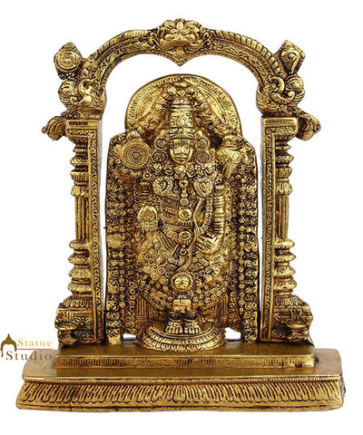 Brass Religious Hindu God Tirupati Balaji statue idol figurine 9"
